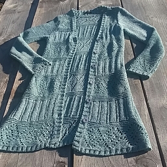 BCBG MAXAZRIA Knit Crochet Duster Cardigan Medium - Picture 2 of 5